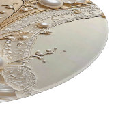 Modern White Flowers Pearls Cutting Board カッティングボード (角)