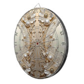 Modern White Flowers Pearls Dartboard ダーツボード (正面右)