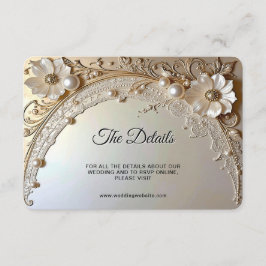 Modern White Flowers Pearls Detail エンクロージャーカード