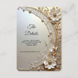 Modern White Flowers Pearls Detail Enclosure エンクロージャーカード