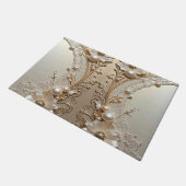 Modern White Flowers Pearls Doormat ドアマット (アングル)