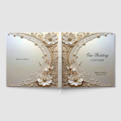 Modern White Flowers Pearls Guest Book ゲストブック (全面)