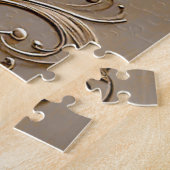 Modern White Flowers Pearls Jigsaw Puzzle ジグソーパズル (側面)