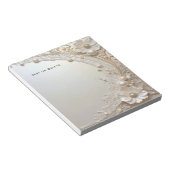 Modern White Flowers Pearls Notepad ノートパッド (アングル)