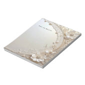 Modern White Flowers Pearls Notepad ノートパッド (回転)