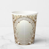 Modern White Flowers Pearls Paper Cups 紙コップ (右)