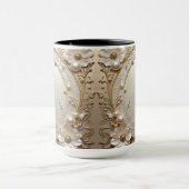 Modern White Flowers Pearls Pearls Mug マグカップ (中央)