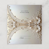 Modern White Flowers Pearls Place Card プレイスカード (外部開封)