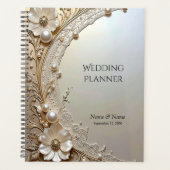 Modern White Flowers Pearls Planner プランナー手帳 (正面)