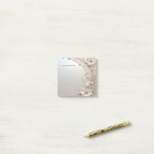 Modern White Flowers Pearls Post it Notes ポストイット (デスク上)