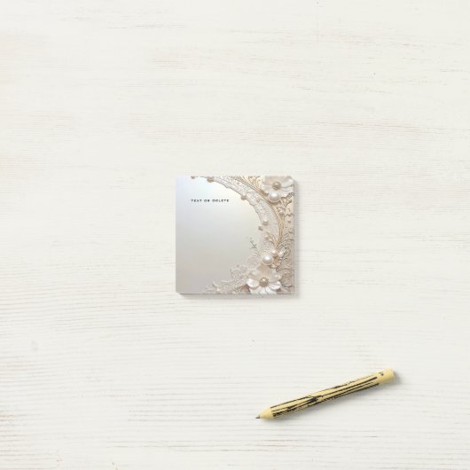 Modern White Flowers Pearls Post it Notes ポストイット (デスク上)