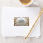 Modern White Flowers Pearls Return Address Label ラベル (インサイチュ)