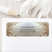 Modern White Flowers Pearls Return Address Label ラベル (インサイチュ)