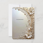 Modern White Flowers Pearls Thank You Card サンキューカード (裏面)