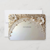 Modern White Flowers Pearls Thank You Card サンキューカード (裏面)