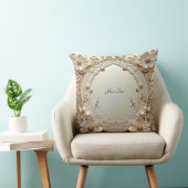Modern White Flowers Pearls Throw Pillow クッション (椅子)