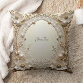 Modern White Flowers Pearls Throw Pillow クッション (ブランケット)