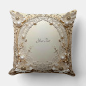 Modern White Flowers Pearls Throw Pillow クッション (正面)