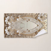 Modern White Flowers Pearls Towel Set バスタオルセット (ハンドタオル)