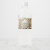 Modern White Flowers Pearls Water Bottle Label ペットボトルラベル (正面)