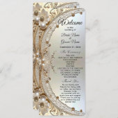 Modern White Flowers Pearls Wedding Program プログラム (正面/裏面)