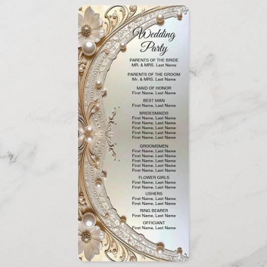 Modern White Flowers Pearls Wedding Program プログラム (裏面)