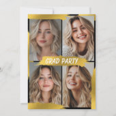 Modern White Gold 4Photo Graduation Party  招待状 (裏面)