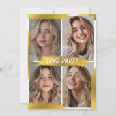 Modern White Gold 4Photo Graduation Party  招待状 (裏面)