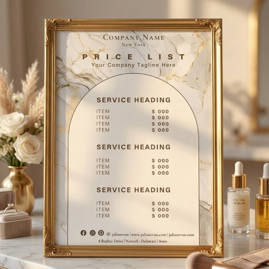 Modern White Gold Agate Beauty Service Price List