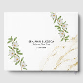 Modern White & Green Floral Watercolor Wedding  ゲストブック (裏面)