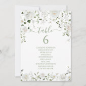 Modern White Green Floral Wedding Table Number 招待状 (正面)