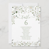 Modern White Green Floral Wedding Table Number 招待状 (裏面)