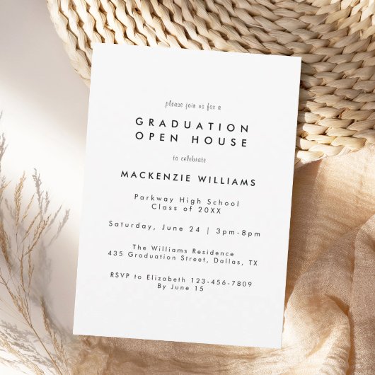 Modern White High School Graduation Invitation サンキューカード
