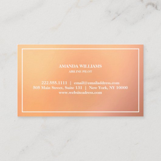 Modern White Jet Aircraft Airline Airplane Pilot 名刺 (裏面)