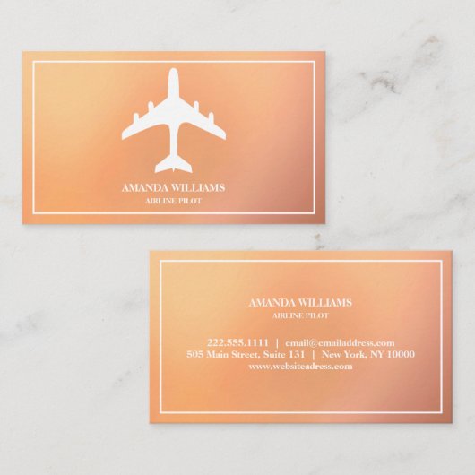 Modern White Jet Aircraft Airline Airplane Pilot 名刺 (正面/裏面)
