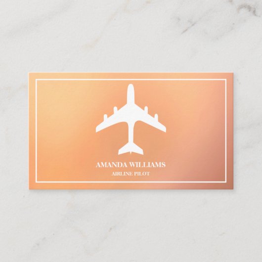 Modern White Jet Aircraft Airline Airplane Pilot 名刺 (正面)