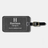  Modern White Lettering on Black Denim Print ラゲッジタグ (正面横)