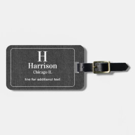  Modern White Lettering on Black Denim Print ラゲッジタグ