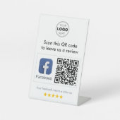 Modern White Minimalist Facebook QR Code Review 台座サイン (正面)