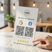 Modern White Minimalist QR Google Facebook Review 台座サイン