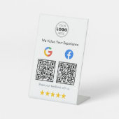 Modern White Minimalist QR Google Facebook Review 台座サイン (正面)