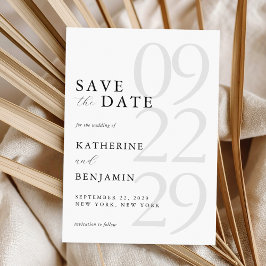Modern White Minimalist Wedding Save the Date マグネット招待状