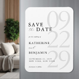 Modern White Minimalist Wedding Save the Date マグネット