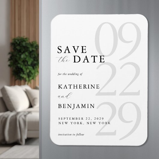 Modern White Minimalist Wedding Save the Date マグネット
