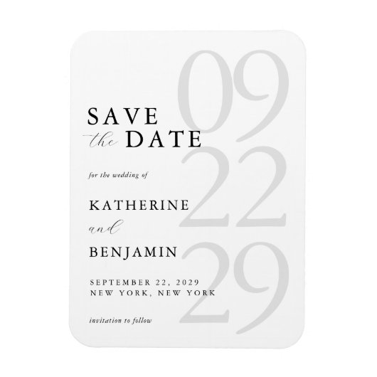 Modern White Minimalist Wedding Save the Date マグネット (縦)