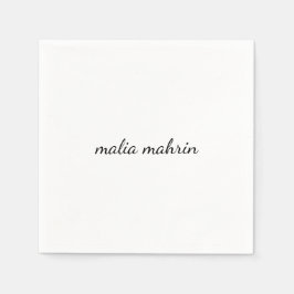 Modern White Monogram Script Design スタンダードカクテルナプキン