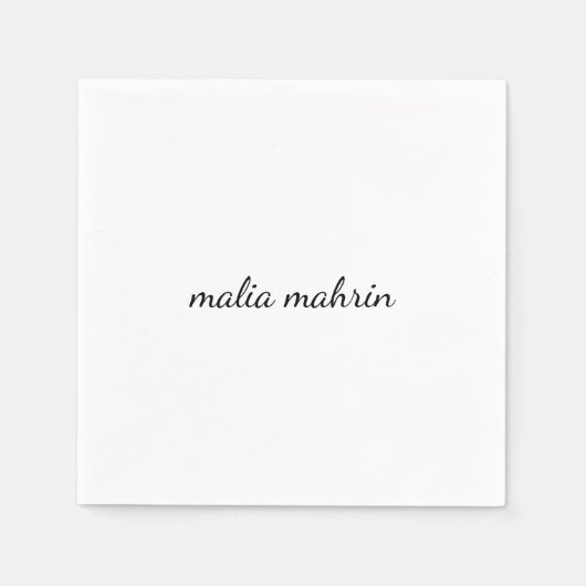 Modern White Monogram Script Design スタンダードカクテルナプキン (正面)