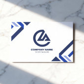 Modern White & Navy Corporate Business Card 名刺