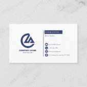Modern White & Navy Corporate Business Card 名刺 (正面)