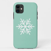 Modern White Nordic Snowflake On Light Green Case-Mate iPhoneケース (裏面)